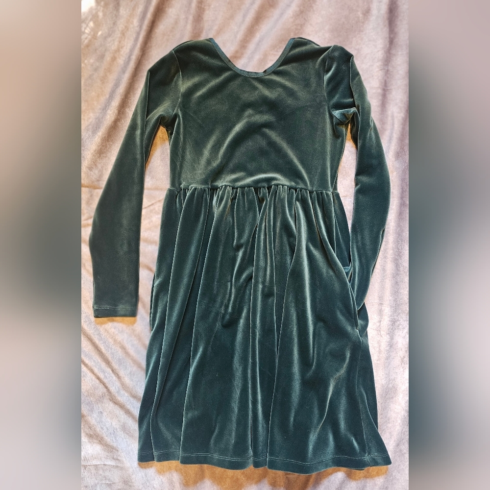 Hanna Andersson Forest Green Velvet Dress
